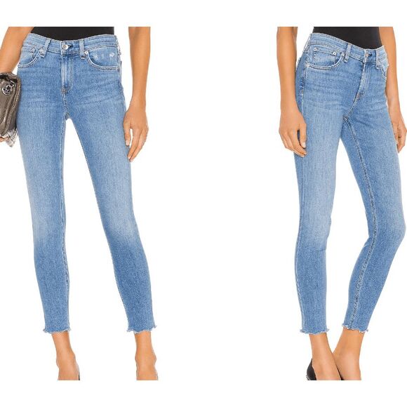 Rag & Bone Cate Mid Rise Ankle Skinny Jeans Palmer Wash Raw Hem Revolve Size 27 - Picture 1 of 15
